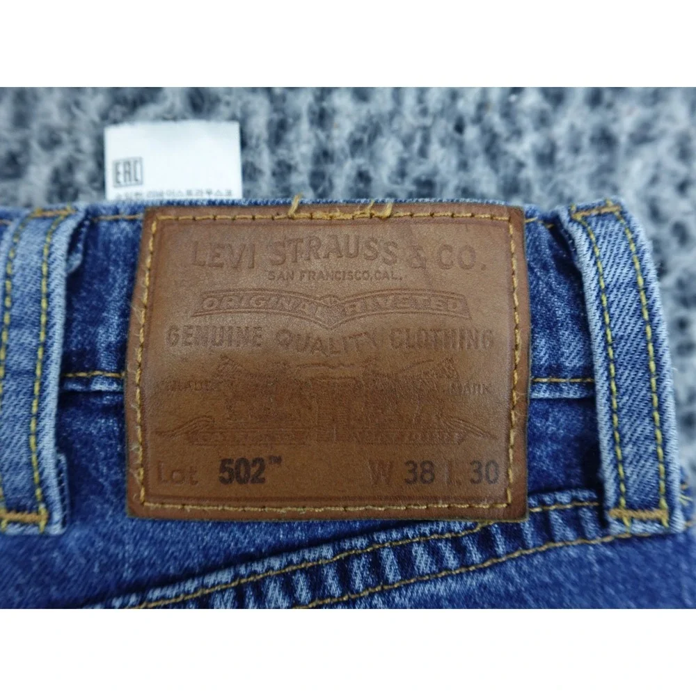Levi's 502‎ Taper Jeans Mens 38x30 Blue Excellent Premium Waterless Denim 29507